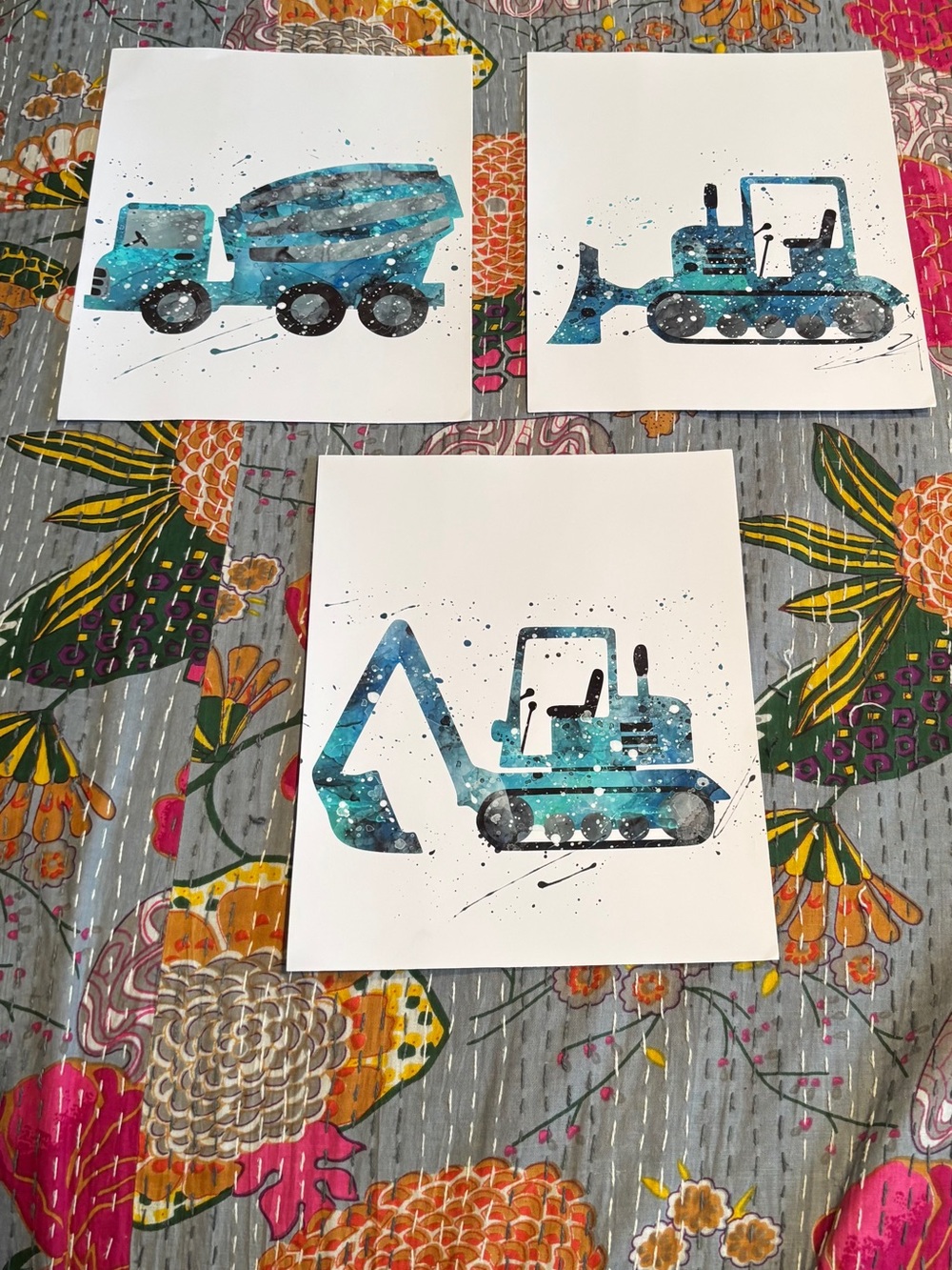 Blue Construction Vehicle Wall Art Set - Home Accents